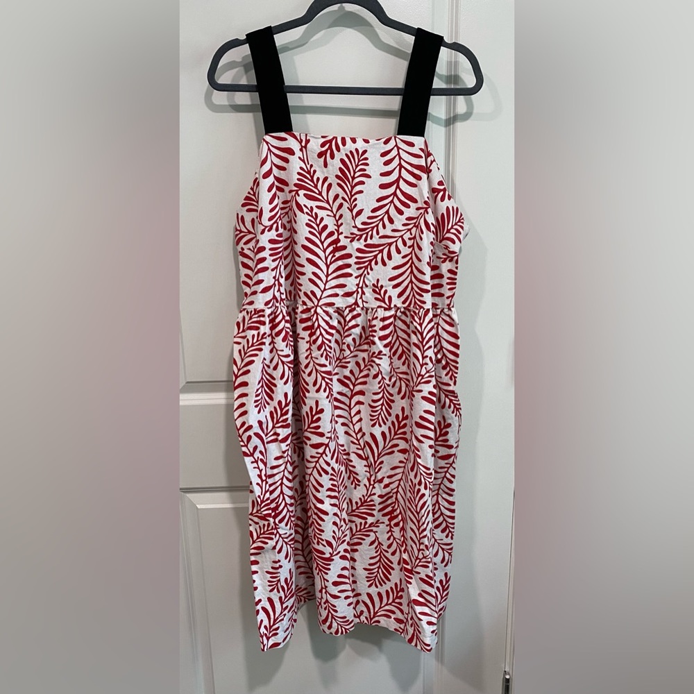 Who What Wear EUC Leaf Print Linen Midi Dress